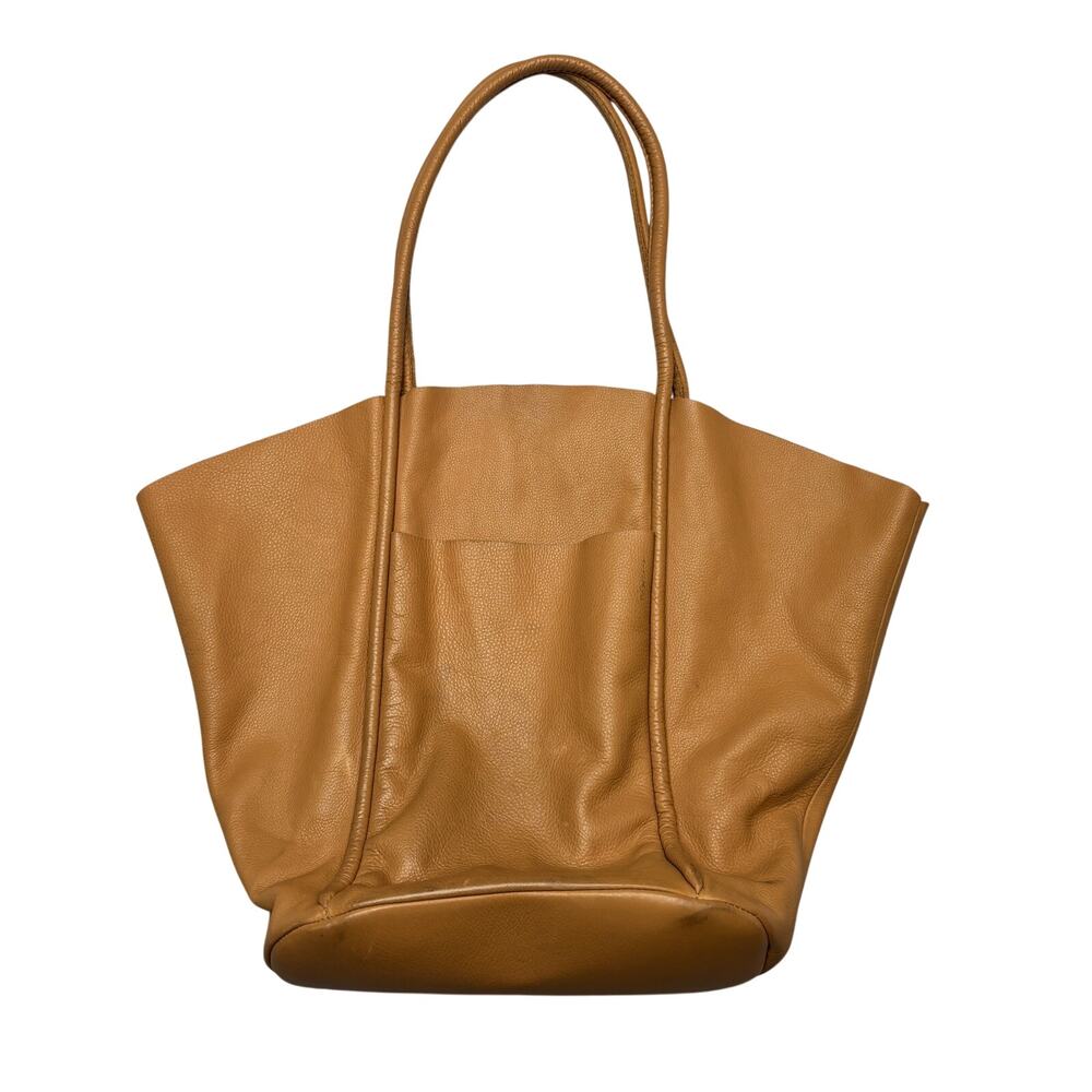 ARE Studio Fan Tote Bag Cowhide Tan Leather Purse
